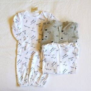 NEW george 3-pack unisex neutral newborn baby sleepwear bundle